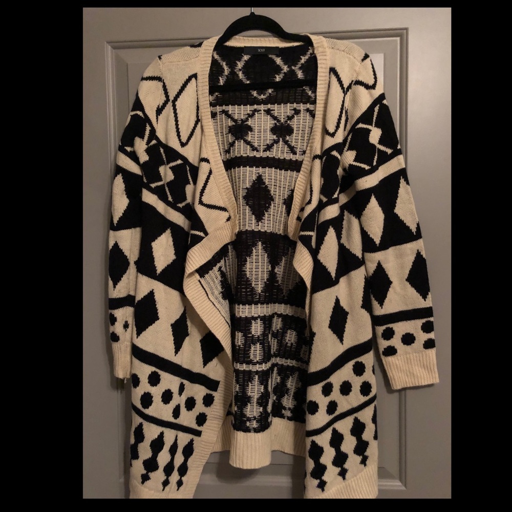 Black and ivory abstract sweater